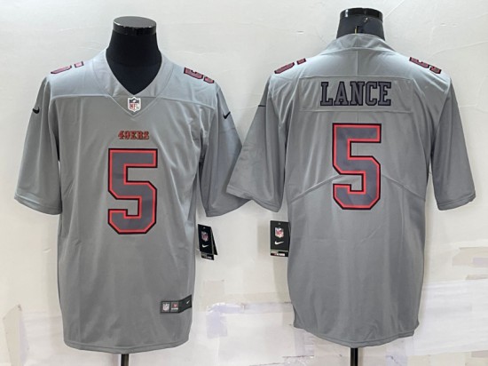 Men's San Francisco 49ers #5 Trey Lance Gray Atmosphere Fashion Stitched Jersey